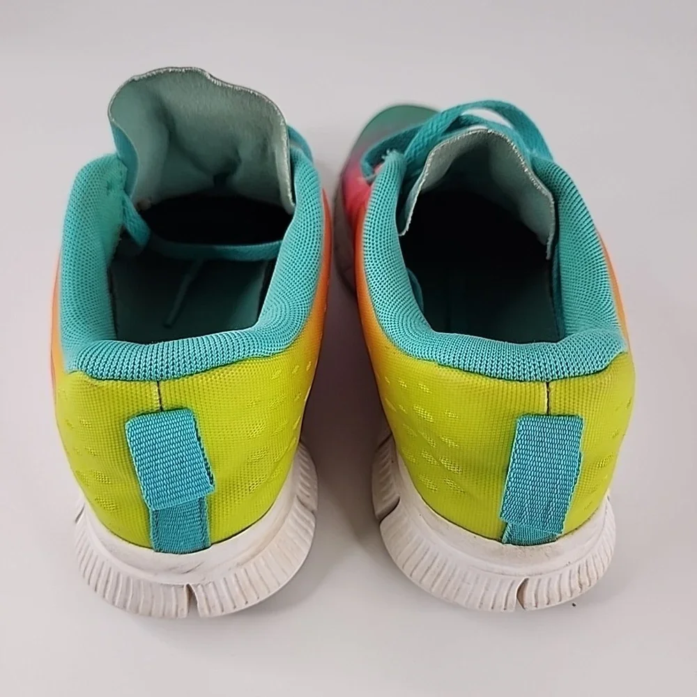 Nike‎ Girls Free Express 5.0 Pink Teal Running Shoes Sneakers Size 6 1866-300